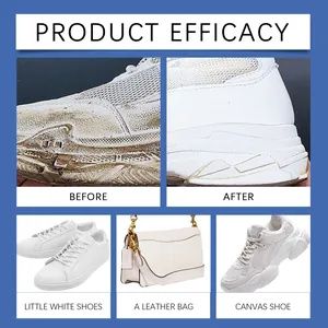 Before and after results of gentle white shoe cleaning cream on leather bag and sneakers