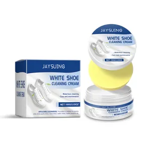 Jaysuing waterless white shoe cleaning cream 100g with sponge for leather and sneakers