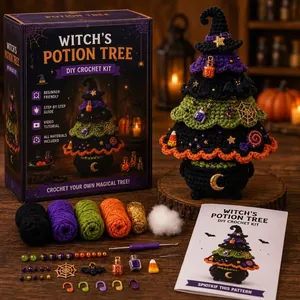 Hexentrank-Baum DIY-Häkelset mit Garn, Werkzeug und Anleitung für Halloween