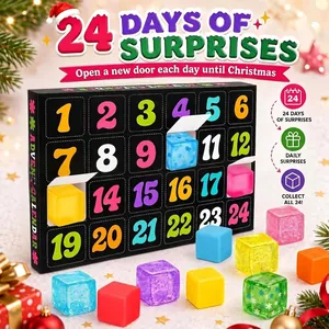 24-Tage-Weihnachtskalender-Box mit bunten Squishy-Würfeln zur Stressbewältigung für Kinder