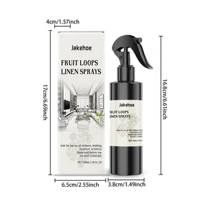 Dimensiones detalladas del frasco de spray para ropa Jakehoe Fruit Loops de 100ml