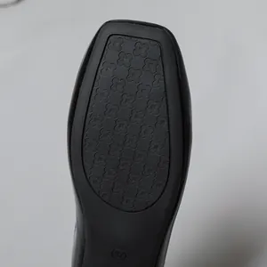 Detail view of non-slip rubber sole for square-toed ballet flats with size 37 marking.