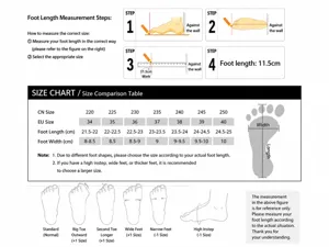 Tableau des tailles de chaussures et guide de mesure pour ballerines à bout carré