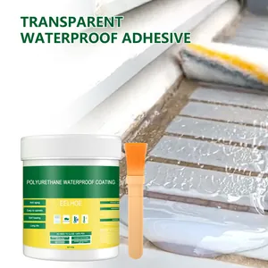 Transparent polyurethane waterproof coating jar with an application brush detail