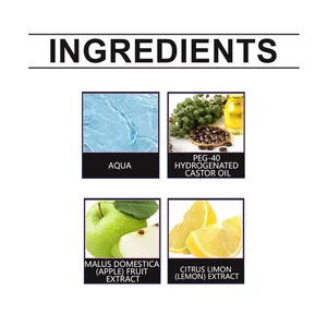 Ingredientes naturales para el spray Jakehoe con extractos de manzana y limón.