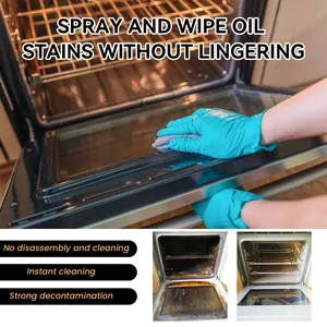 Detail showing oven cleaner efficacy with before and after comparison of grill stains.