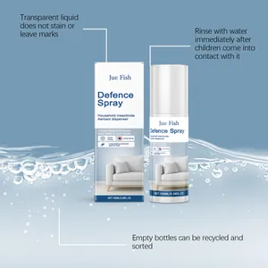 Gedetailleerd overzicht van Jue Fish vlooienwerende spray 100ml verpakking en spuitfles