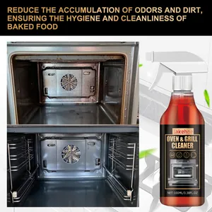 Jakehoe oven and grill cleaner spray bottle with before and after cleaning comparison.