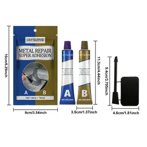 Dimensions et composants du kit de colle AB Jaysuing pour réparation métallique