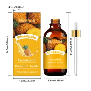 Produktabmessungen der Jakehoe Ananas ätherischen Öl 100ml Flasche und Verpackungsbox
