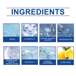 Detailed ingredient list for dishwasher cleaner showing citric acid and sodium gluconate