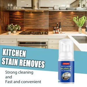 Powerful kitchen bubble cleaner spray foam for removing grease and stains in a modern kitchen