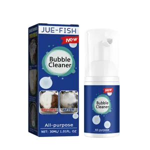 Detail view of Jue-Fish 30ml all-purpose bubble cleaner with packaging for grease removal