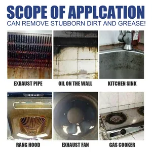 Detailed view of heavy oil foam cleaner applications for kitchen surfaces and appliances