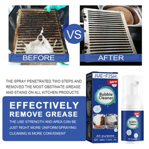 Comparison of heavy grease removal results using Jue-Fish Bubble Cleaner foam spray