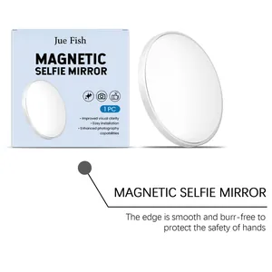 Detailed view of a magnetic selfie mirror with smooth edges for safe phone photography