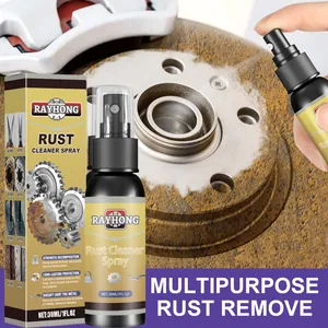 Detailweergave van Rayhong roestoplosser spray voor effectieve reiniging van metaal.