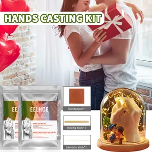 EELHOE DIY hand casting kit for couples with plaster powder and glass display dome