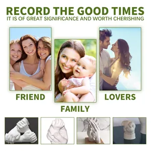 3D hand mold casting kit showing family, friend, and lover keepsake examples
