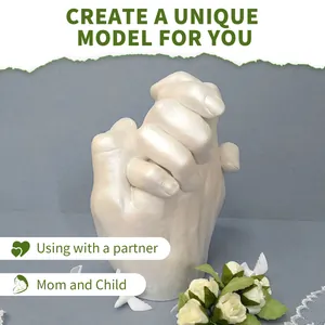 Detailed view of a finished 3D hand casting model with unique pearl white finish