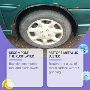 Detail view showing car wheel rust removal effects and metallic luster restoration effects