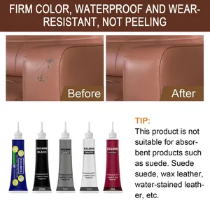 Professional leather repair cream kit for sofa and shoes showing before and after results