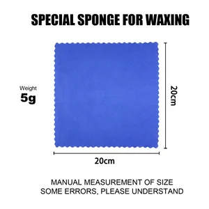 Detailansicht des 20x20cm blauen Polierschwamms mit Maßen und 5g Gewicht für Kfz