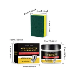 Product dimensions of JAYSUING stainless steel cleaning wax kit with scouring sponge
