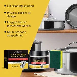 Powerful stainless steel cleaning wax for polishing rust stains on kitchen cookware and pans