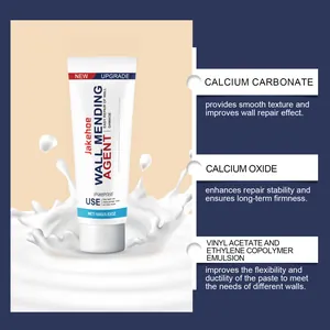 Detail view of wall mending agent ingredients with calcium carbonate and calcium oxide