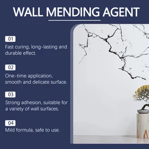 White wall mending agent features for repairing cracks and peeling household wall surfaces.