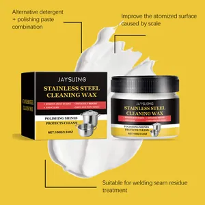 Detail showing texture of JAYSUING stainless steel cleaning wax with 100g packaging.