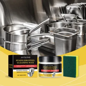 JAYSUING Stainless Steel Cleaning Paste With Sponge Kitchen Cookware Rust Remover Mirror Polish Cleaner Protective Wax For Pot Pan Stovetop