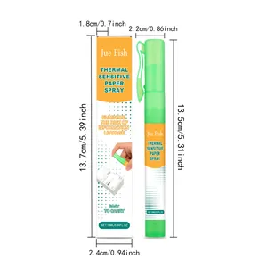 Schéma des dimensions du spray pour papier thermique Jue Fish avec flacon de 10 ml