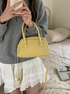 Borsa a Cuscino Grande Capacità in Stile Coreano Donna Borsa a Mano in Pelle PU Trama Litchi Borsa a Tracolla Pendolare Moda
