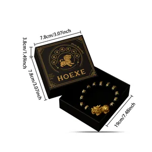 HOEXE Pixiu Armband mit schwarzen Perlen und Gold-Anhänger in Geschenkbox