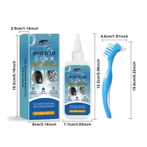 Detailed size specifications for Jue Fish home stain remover gel kit with brush