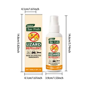 Gedetailleerde afmetingen van 100ml hagediswerende sprayfles en verpakking