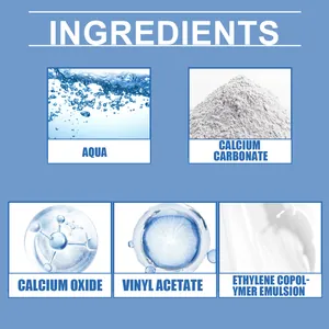 Ingredient list detail for tile repair glue including calcium carbonate and aqua