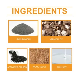 Ingredientes detallados de parches térmicos desechables con polvo de hierro y vermiculita
