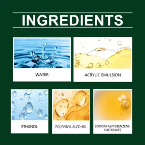 Macrodetails van ingrediënten van grindbinder inclusief acrylemulsie en ethanol