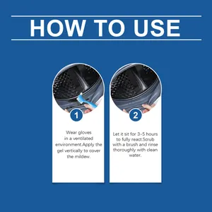 Detailed step-by-step instructions for using the mildew removal gel on a washing machine
