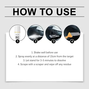 Step-by-step instructions showing how to use Jue Fish multi-functional adhesive remover spray