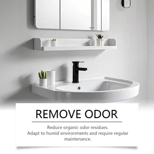 Cleaning gel detail page showing effective odor removal for humid bathroom environments
