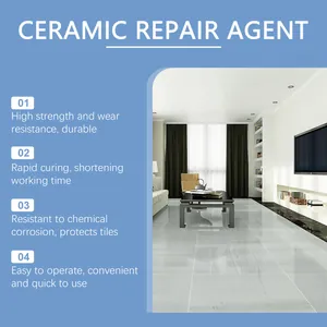 Detailed view of ceramic tile repair agent benefits in a modern living room scene