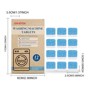 Detailed dimensions of 12pcs Jakehoe effervescent washing machine cleaning tablets