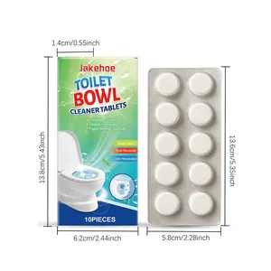 Detailed dimensions of Jakehoe toilet bowl cleaner tablets packaging and blister pack