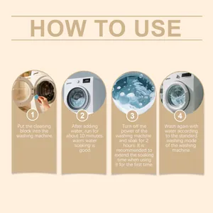 Detailed step-by-step instructions for using washing machine cleaner effervescent tablets