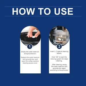 Guide illustré pour utiliser les pastilles de nettoyage sur une machine à café