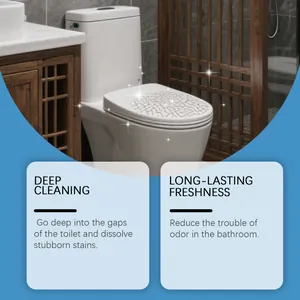 Deep cleaning toilet tablets showing effervescent action for stain and odor removal